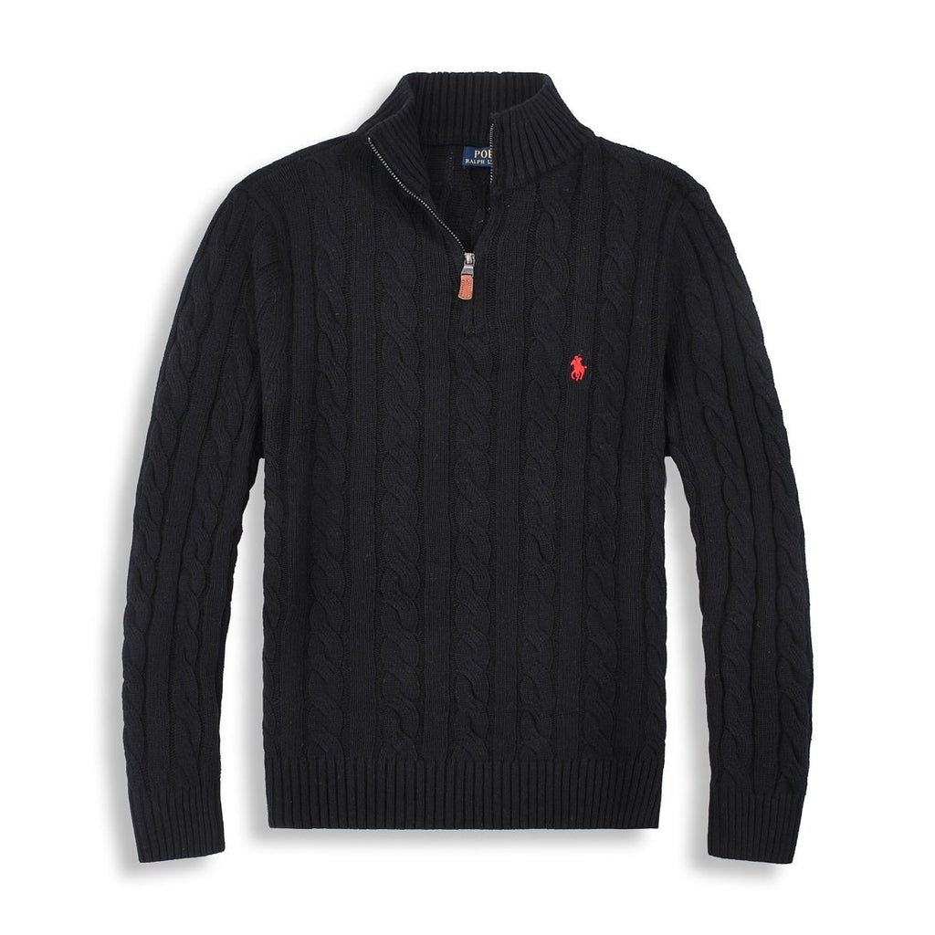 Ralph Lauren Half-Zip Cable Knit Sweater – Black