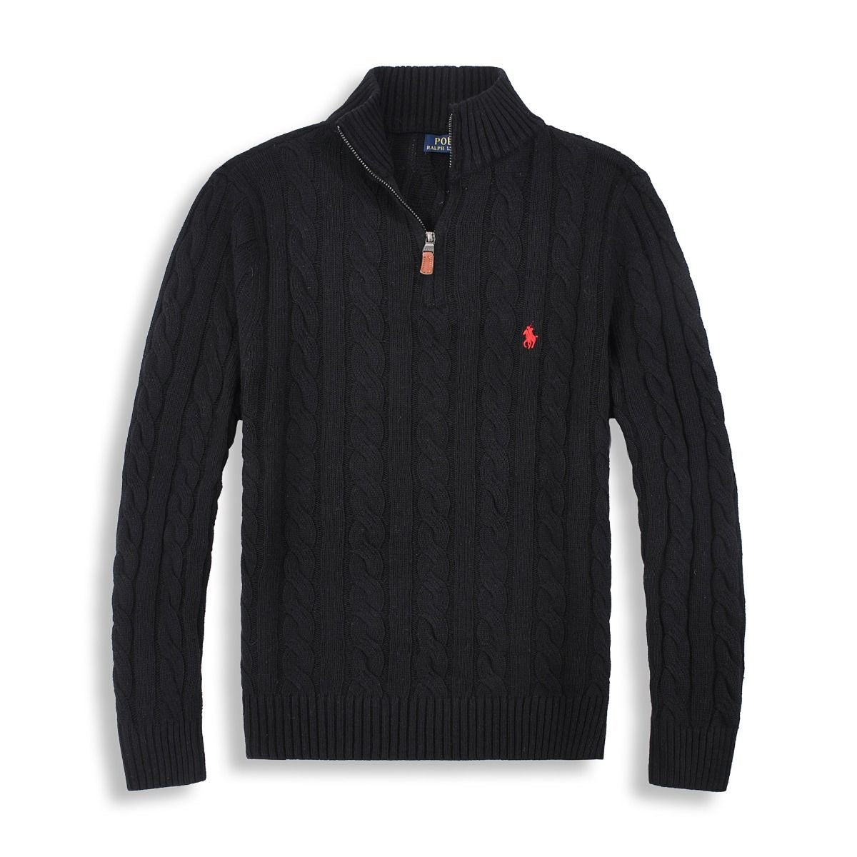 Ralph Lauren Half-Zip Cable Knit Sweater – Black