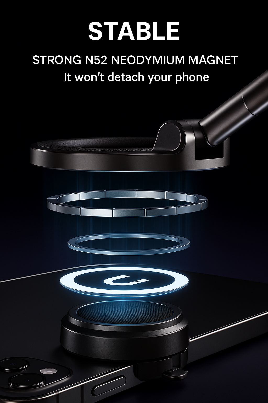 Premium Magnetic Car Phone Mount — 360° Rotation | Strong N52 Magnet | Universal Use